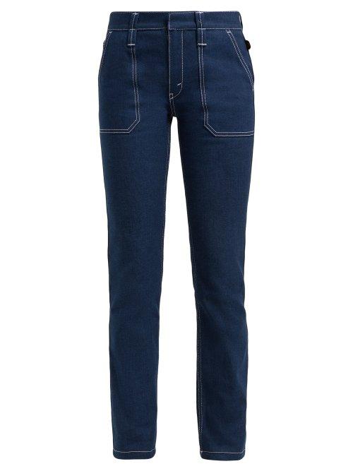 Matchesfashion.com Chlo - Contrast Stitch Stretch Denim Jeans - Womens - Dark Blue