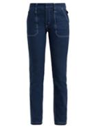 Matchesfashion.com Chlo - Contrast Stitch Stretch Denim Jeans - Womens - Dark Blue