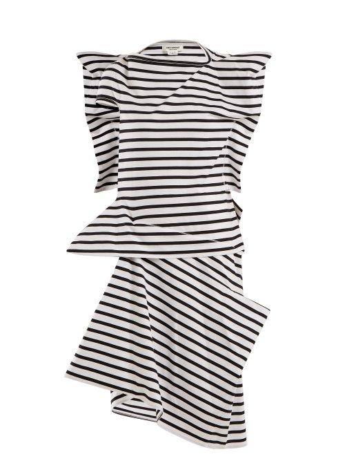 Matchesfashion.com Junya Watanabe - Striped Asymmetric Cotton Jersey Dress - Womens - Black Stripe
