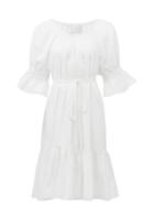 Matchesfashion.com Ephemera - Bell-sleeve Cotton-poplin Dress - Womens - White