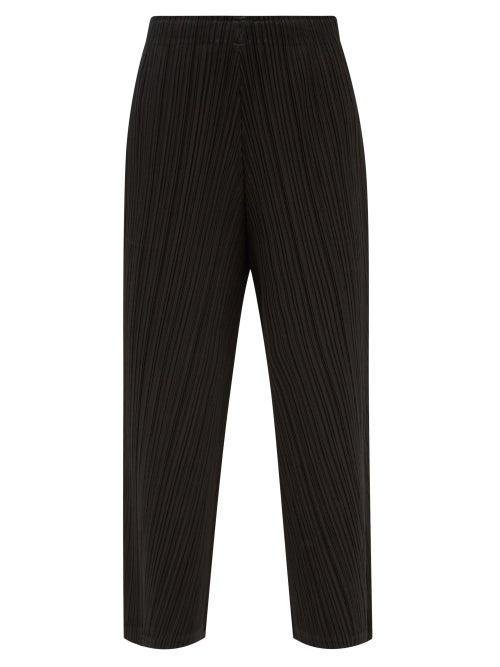 Pleats Please Issey Miyake - Technical-pleated Straight-leg Trousers - Womens - Black
