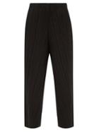 Pleats Please Issey Miyake - Technical-pleated Straight-leg Trousers - Womens - Black