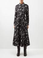 Gabriela Hearst - Meyer Belted Floral-print Silk-twill Shirt Dress - Womens - Black White
