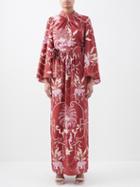 Johanna Ortiz - Hanging Plants Silk Crepe De-chine Maxi Dress - Womens - Red Multi