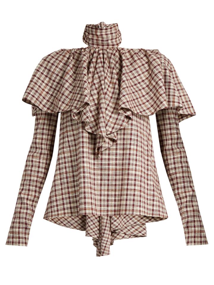 Rosie Assoulin Tie-neck Ruffled Gingham Top