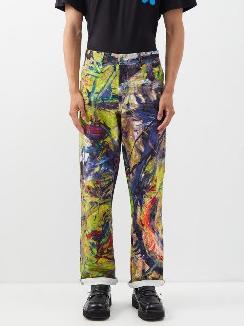 Charles Jeffrey Loverboy - Moonlight-print Wide-leg Jeans - Mens - Multi