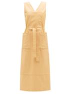 Raey - Tie-waist Leather Tunic Dress - Womens - Yellow