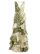 Matchesfashion.com Johanna Ortiz - Coconut Palm Leaf Print Silk Organza Gown - Womens - Ivory Multi