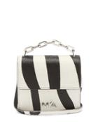 Matchesfashion.com Marques'almeida - Logo-plaque Mini Zebra-print Calf-hair Handbag - Womens - Black White