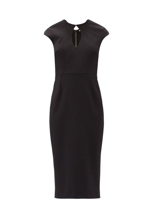 Matchesfashion.com Roland Mouret - Chiswell Keyhole-neckline Crepe Midi Dress - Womens - Black