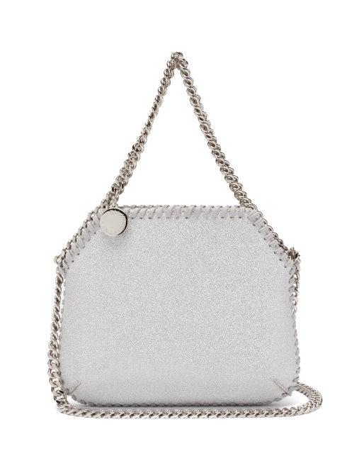 Matchesfashion.com Stella Mccartney - New Falabella Mini Glitter Faux-suede Bag - Womens - Silver