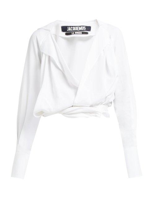Matchesfashion.com Jacquemus - Figari Plunge Knot Front Top - Womens - White
