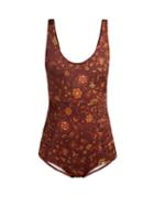 Matchesfashion.com Dodo Bar Or - Adinna Floral Print Jersey Swimsuit - Womens - Brown Print