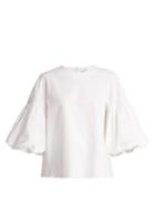 Matchesfashion.com Tibi - Balloon Sleeve Cotton Top - Womens - White