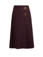 Matchesfashion.com Burberry - Pleated Tartan Wool Skirt - Womens - Navy Multi
