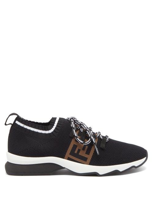 Matchesfashion.com Fendi - Ff Mesh-jersey Trainers - Womens - Black Brown