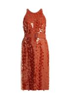 Matchesfashion.com Bottega Veneta - Sequin And Eyelet Embellished Crepe Dress - Womens - Light Red