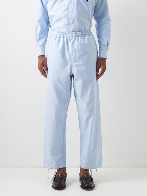 L.e.j - Drawcord-hem Cotton-canvas Track Pants - Mens - Light Blue