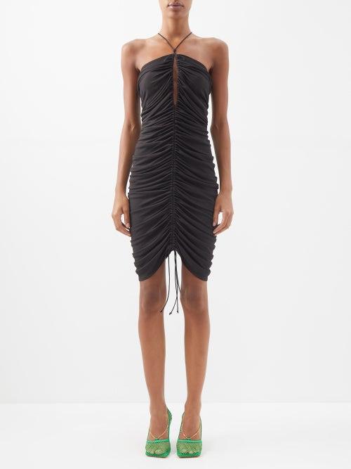 Bottega Veneta - Keyhole Ruched-jersey Halterneck Dress - Womens - Brown