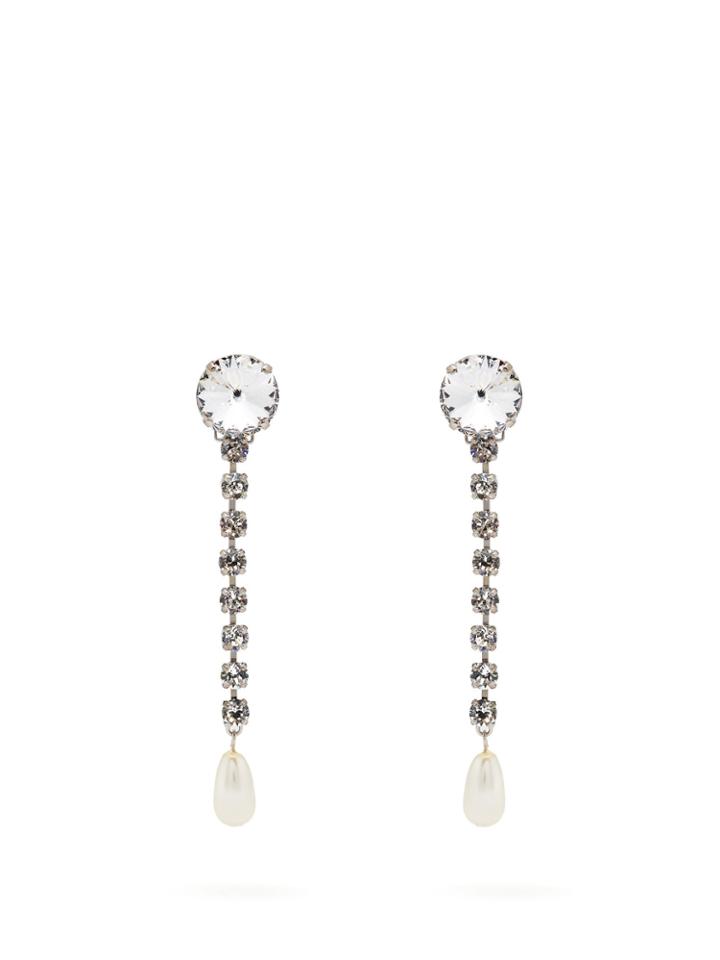 Miu Miu Crystal And Pearl-embellished Drop Earrings