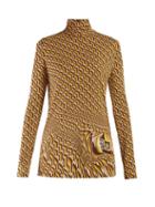 Matchesfashion.com Prada - Roll Neck Geometric Print Jersey Top - Womens - Brown Multi