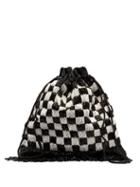 Matchesfashion.com Staud - Gabbi Check Beaded Drawstring Pouch - Womens - Black White