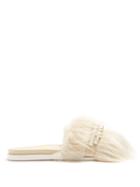 Matchesfashion.com Simone Rocha - Faux Pearl Embellished Faux Shearling Slides - Womens - Cream
