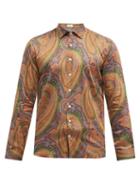 Mens Rtw Etro - Paisley-print Cotton-sateen Shirt - Mens - Orange Multi