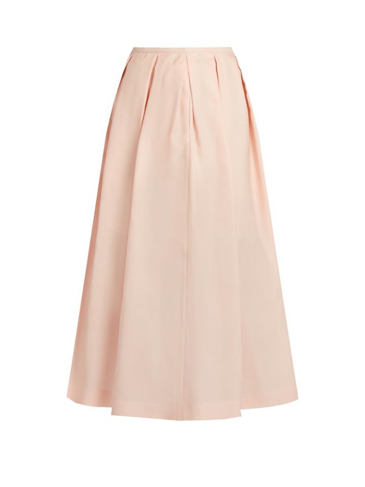 Rochas Pleated Crepe-gazar Midi Skirt