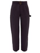 Dunhill - Belted Patch-pocket Straight-leg Trousers - Mens - Dark Navy