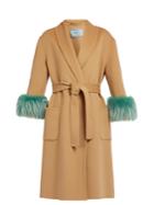 Prada Mink Fur-cuff Tie-waist Coat