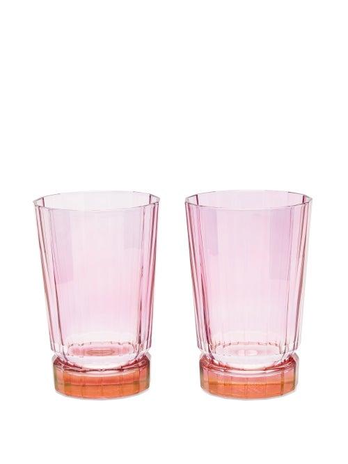 Matchesfashion.com Luisa Beccaria - Set Of Two Duccio Gradient Highball Glasses - Orange Multi