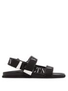 Matchesfashion.com Valentino - Vltn Logo Trim Rubber Sandals - Mens - Black