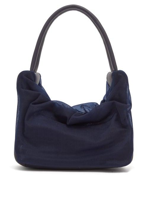 Matchesfashion.com Staud - Felix Gathered Mesh And Leather Shoulder Bag - Womens - Navy Multi