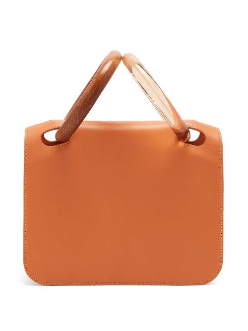 Matchesfashion.com Roksanda - Neneh Wooden Handle Leather Clutch - Womens - Brown Multi