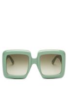 Matchesfashion.com Gucci - Oversized Square Acetate Sunglasses - Womens - Light Green