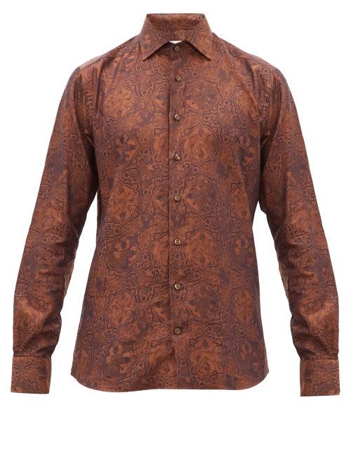 Matchesfashion.com Etro - Medieval Jacquard Cotton Twill Shirt - Mens - Orange