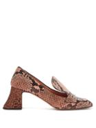 Matchesfashion.com Rochas - Pascal Python Effect Leather Block Heels - Womens - Pink Multi