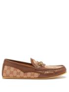 Gucci - Horsebit Gg-canvas And Leather Loafers - Mens - Brown Multi