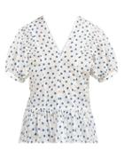 Matchesfashion.com Redvalentino - Polka Dot Print Cotton Top - Womens - White Multi
