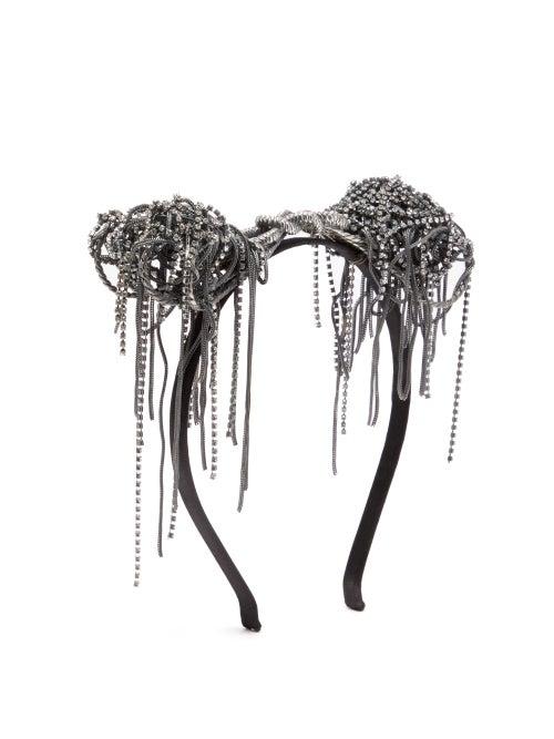 Matchesfashion.com Maison Michel - Penelope Crystal Embellished Headband - Womens - Black