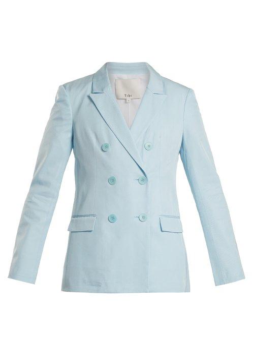 Matchesfashion.com Tibi - Steward Double Breasted Peak Lapel Blazer - Womens - Light Blue