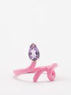 Bea Bongiasca - Baby Vine Amethyst, Eamel & 9kt Gold Ring - Womens - Pink Multi