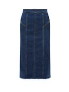 Matchesfashion.com Alexander Mcqueen - Fishtail-back Panelled Denim Midi Skirt - Womens - Blue