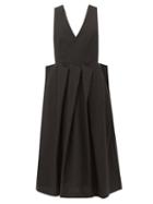 Noir Kei Ninomiya - Gathered-waist Pleated Wool Pinafore - Womens - Black