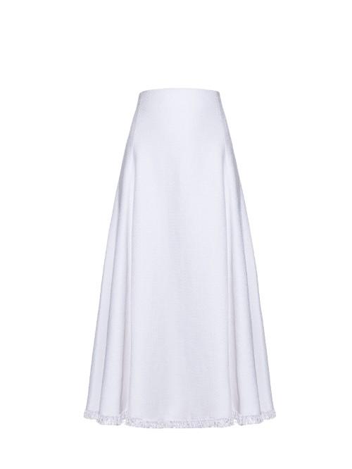 Adam Lippes Frayed-hem Linen-blend A-line Skirt