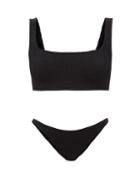 Ladies Beachwear Hunza G - Xandra Square-neck Crinkle-jersey Bikini - Womens - Black