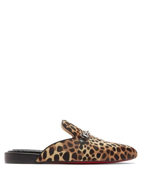Christian Louboutin - Coolito Cheetah-print Calf-hair Backless Loafers - Womens - Leopard