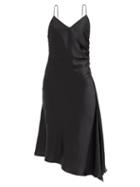Matchesfashion.com Mm6 Maison Margiela - Ruched Satin Slip Dress - Womens - Black