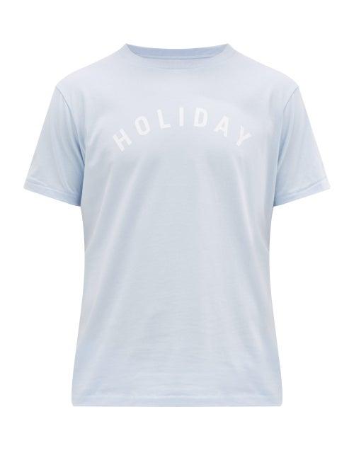 Matchesfashion.com Holiday Boileau - Logo-print Organic-cotton T-shirt - Mens - Light Blue